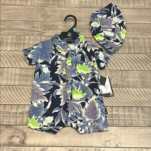 Volcom Blue and Green Matching Set with Botanical Print